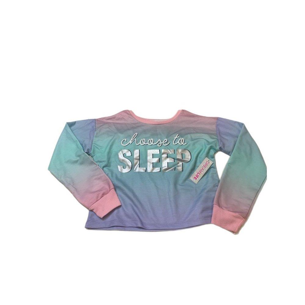 NWT Dream Life Girls Tie Dye Choose To Sleep Pajama Top Size 10/12